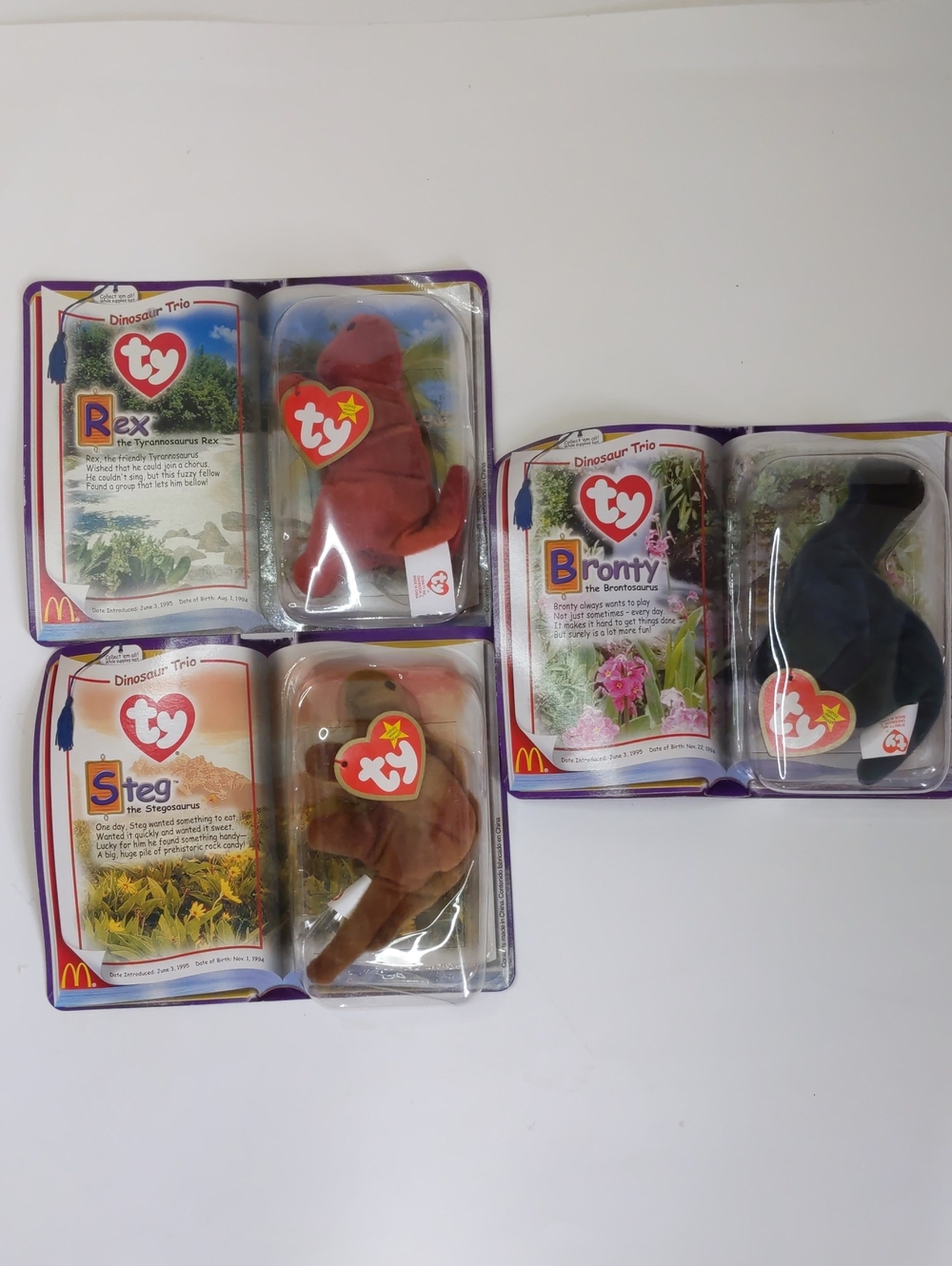 Ty McDonald’s Dinosaur Trio Beanie Babies Set Of 3